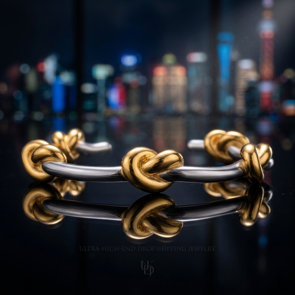 Gold Polished Love Knot Hinged Bangle Bracelet
