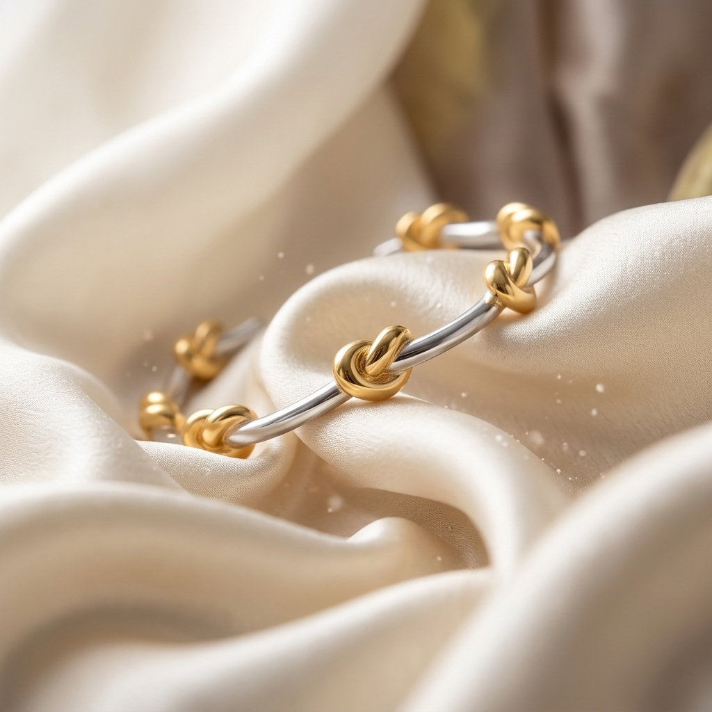 Gold Polished Love Knot Hinged Bangle Bracelet