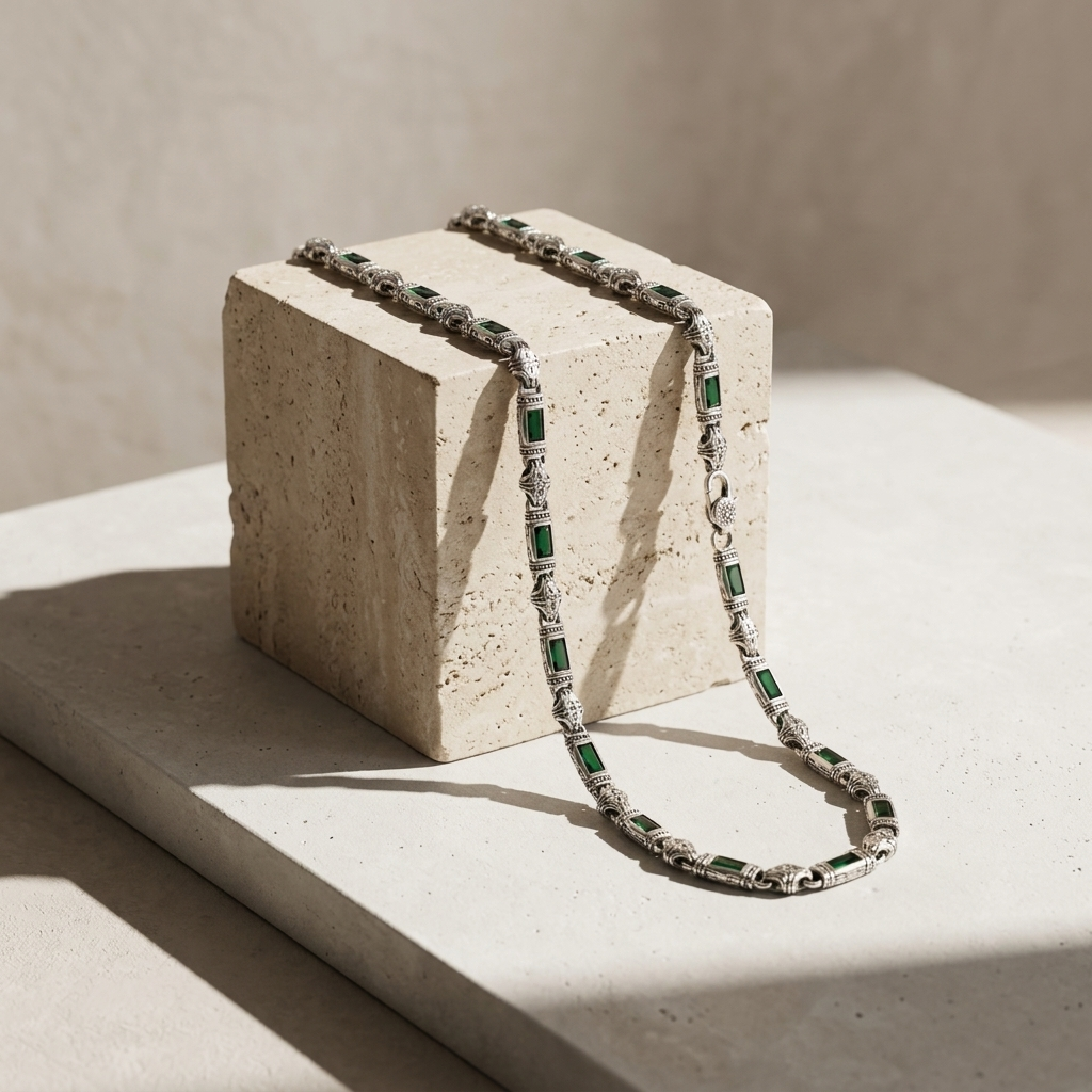 Gold Emerald Green Pear Cut Halo Necklace
