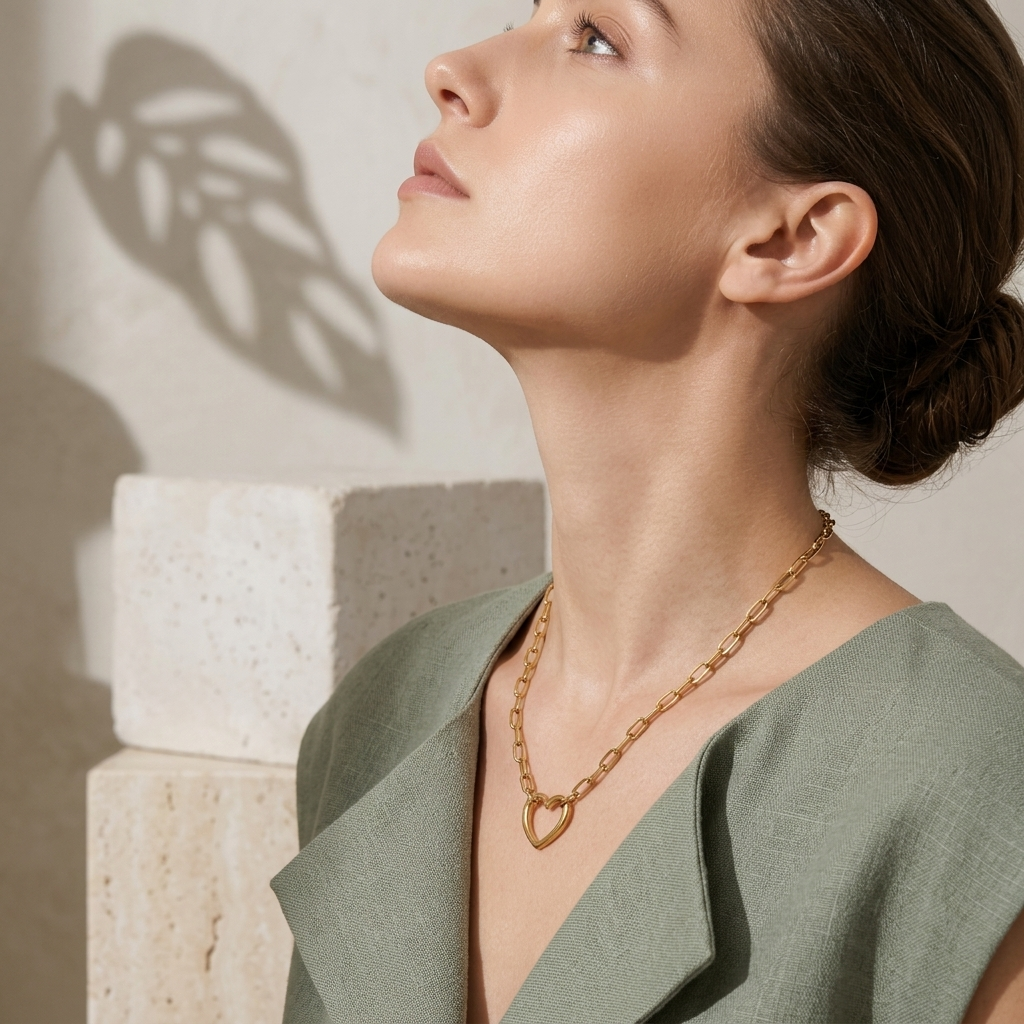 Gold Classic Polished Figaro Link Chain Necklace