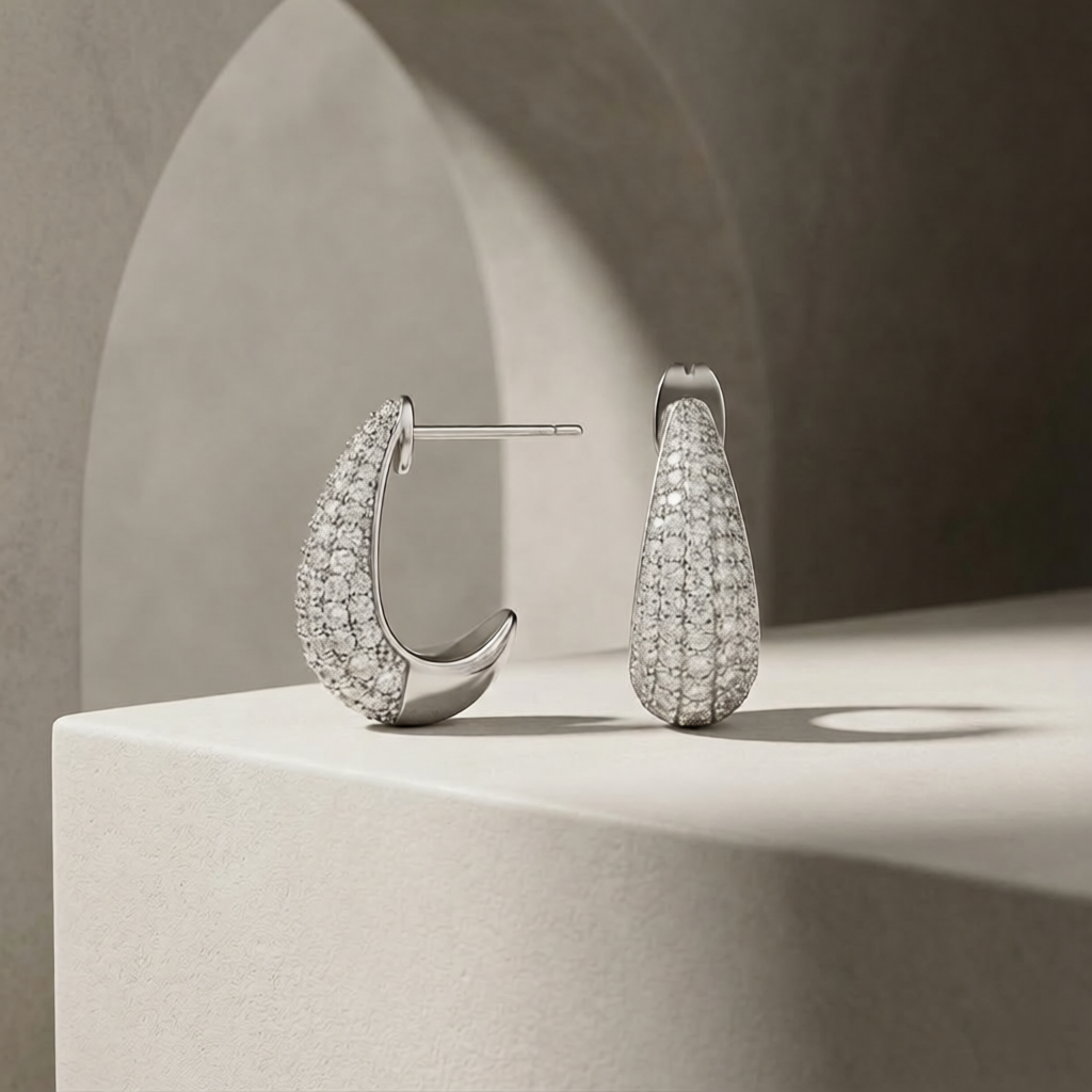 Teardrop Micro-Pavé Statement Studs Earrings