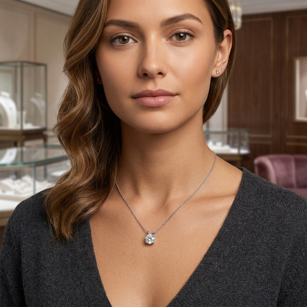 Silver Birthstone Crystal Cut Necklace