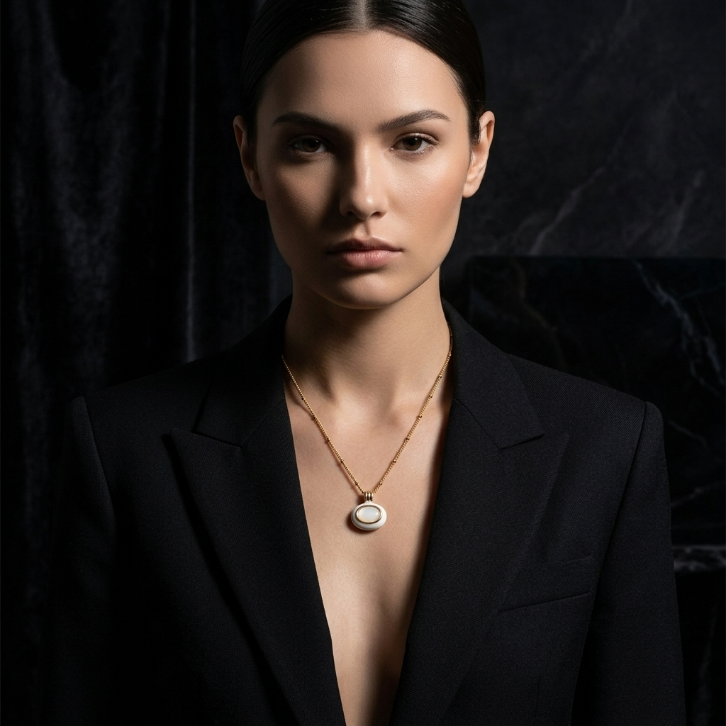 Gold Satellite Chain Sparkling Round Solitaire Necklace