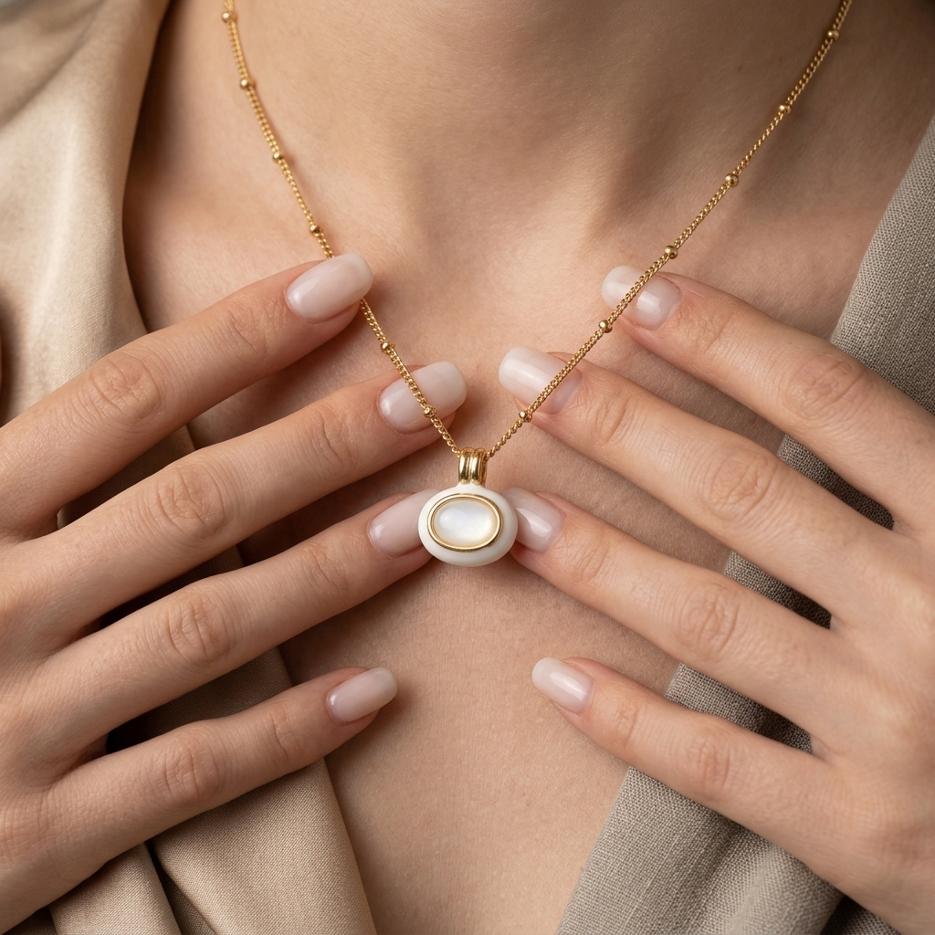 Gold Satellite Chain Sparkling Round Solitaire Necklace