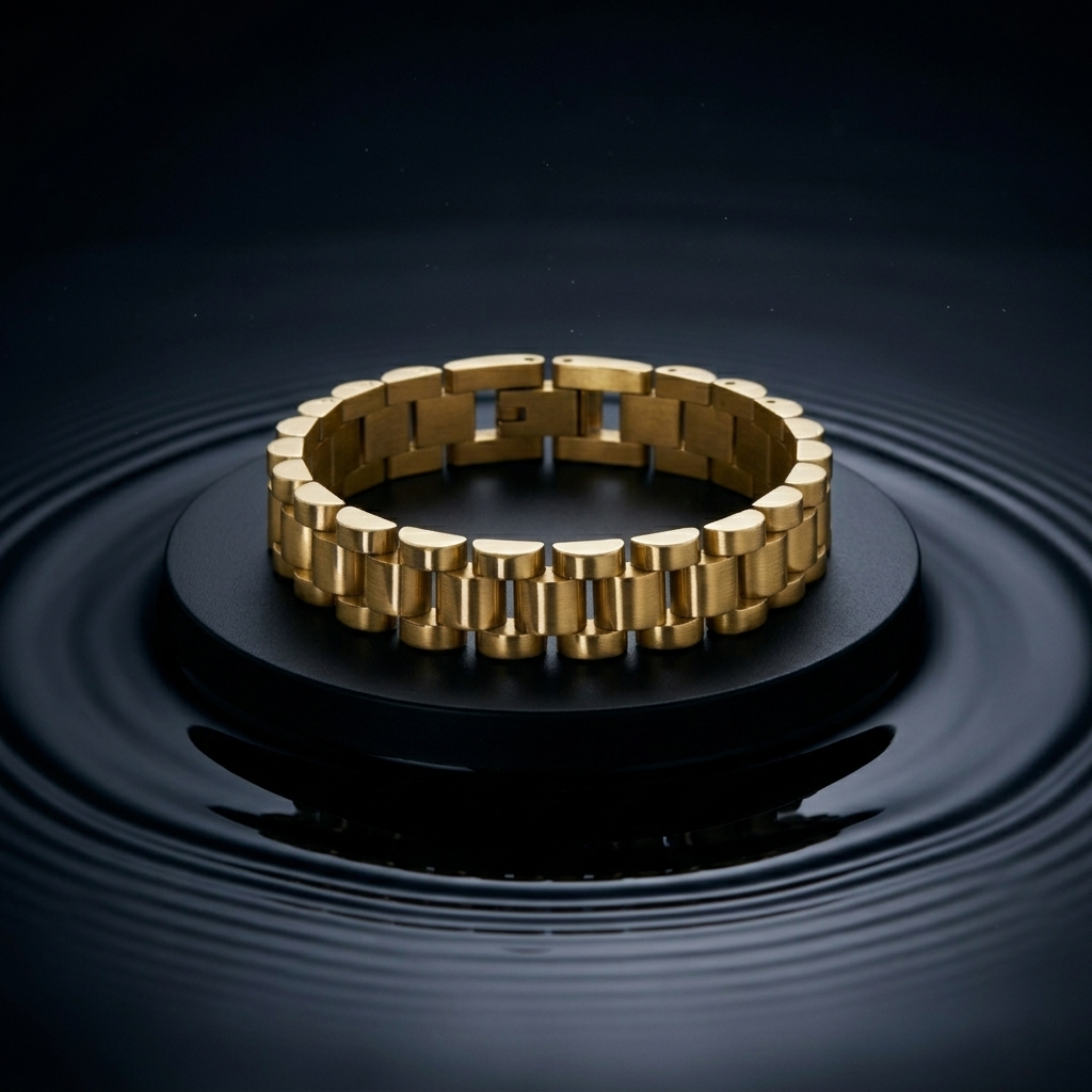Gold Polished Luxury Watch Strap Link Bracelet