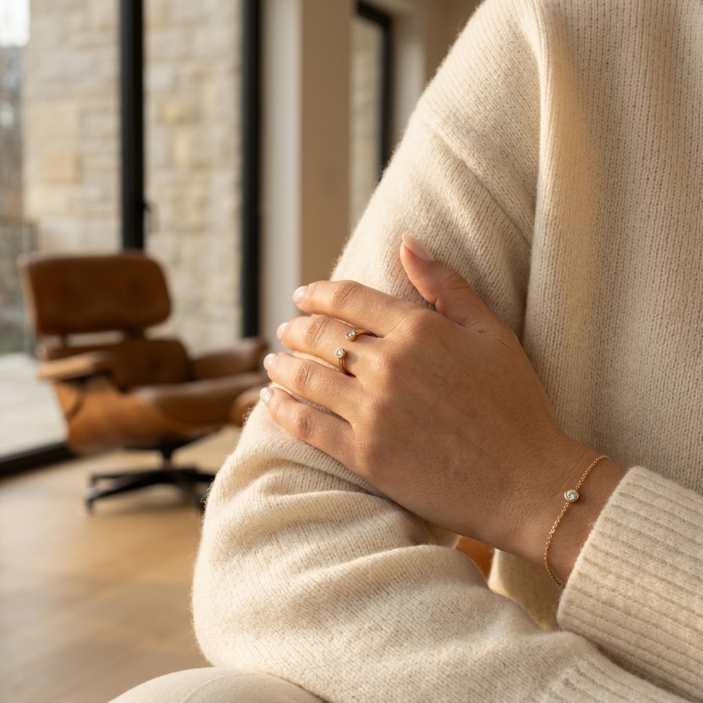 Gold Crystal Teardrop Open Adjustable Wrap Ring