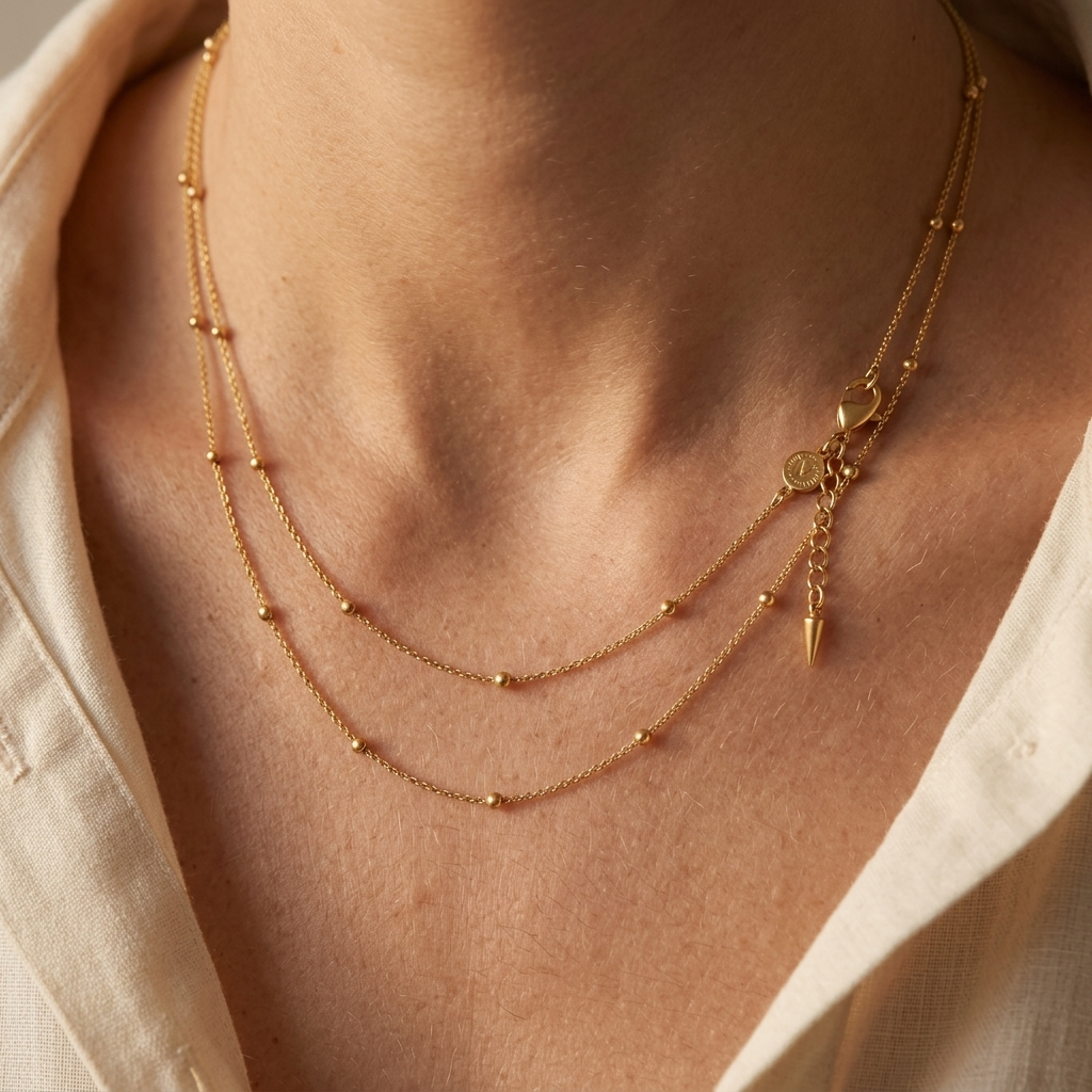 Double Layer Mixed Link Chain Necklace