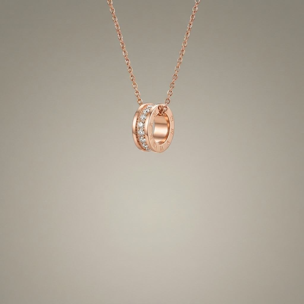 Triple Interlocking Circle Eternity Pendant Necklace