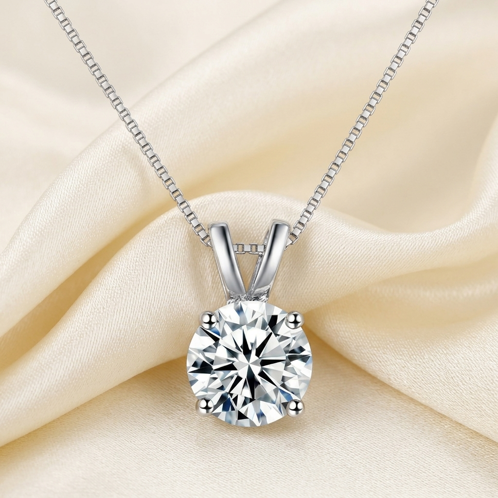 Silver Birthstone Crystal Cut Necklace