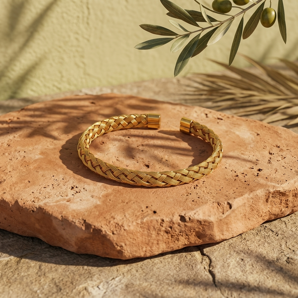 Gold Textured Bamboo Section Stackable Bangle Bracelet