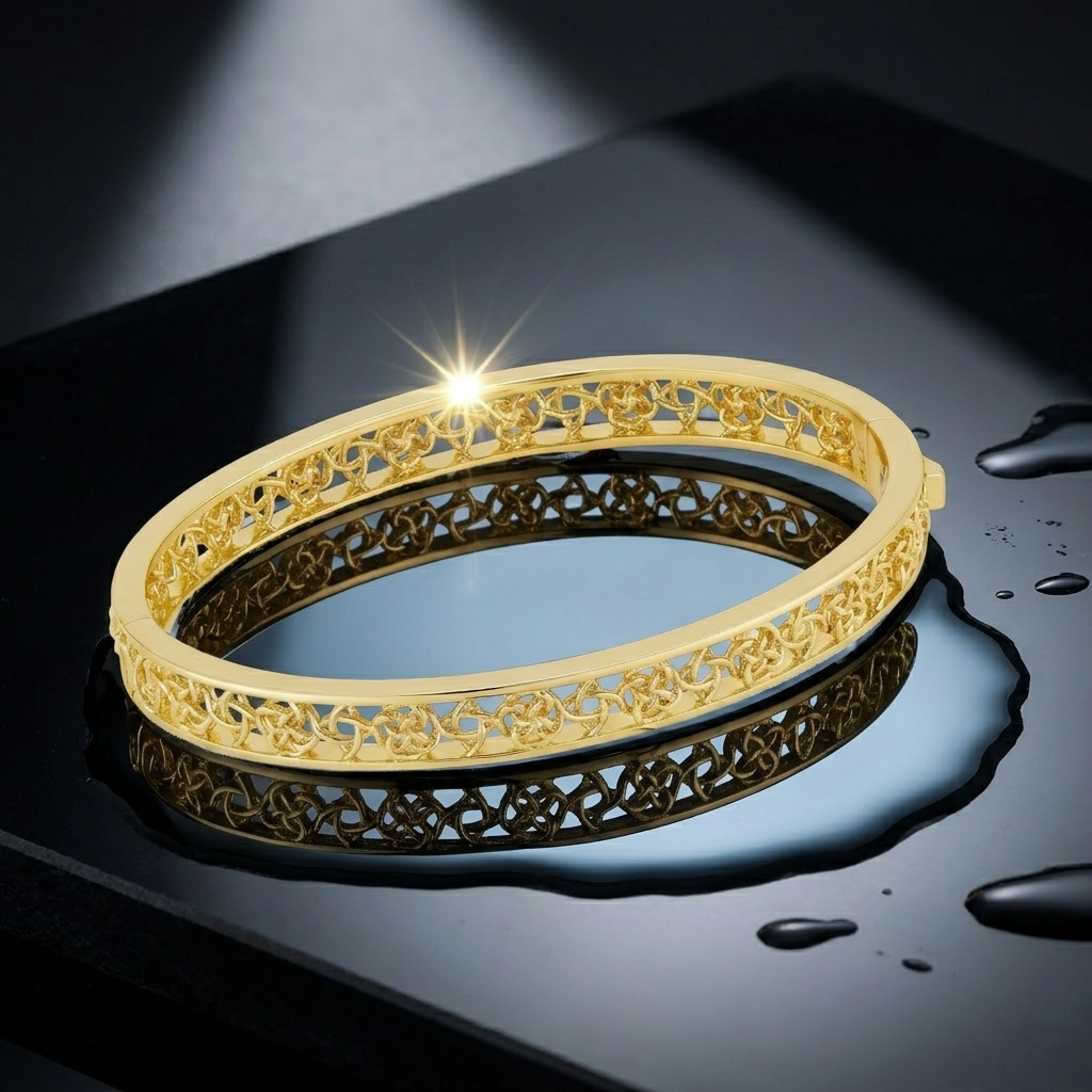 Gold Wide Polished Flat Band Statement Ring