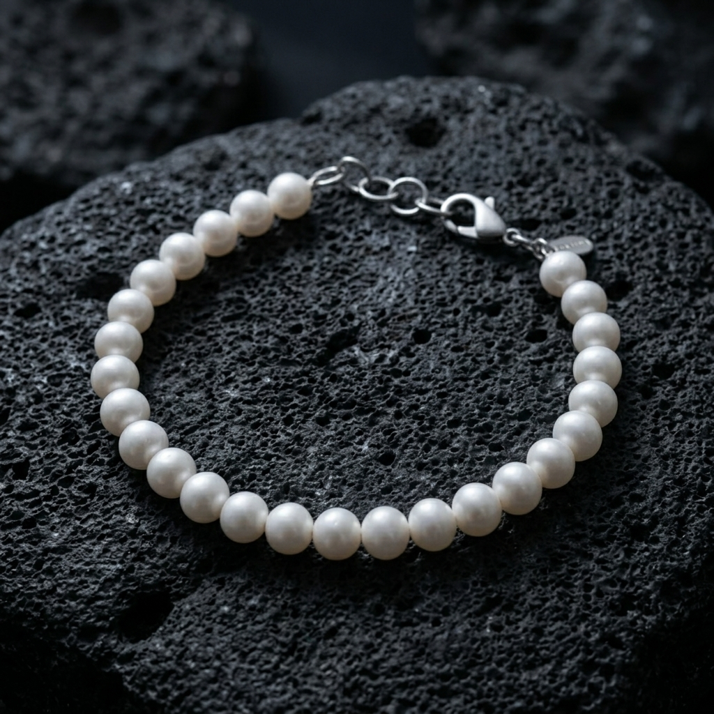 Gold Statement Mixed Link Oversized Pearl Bracelet
