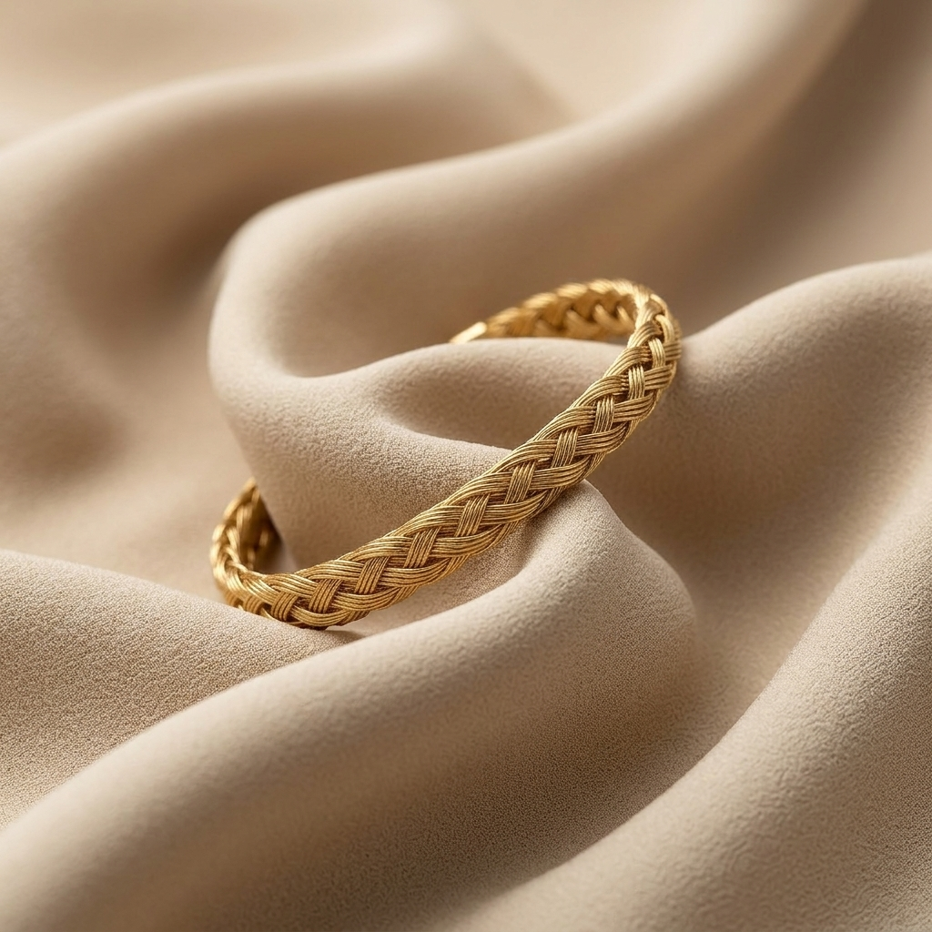 Gold Textured Bamboo Section Stackable Bangle Bracelet