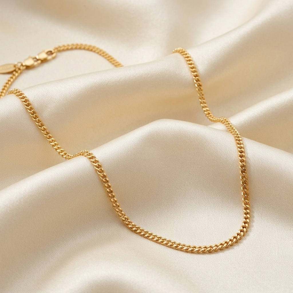 Gold Bold High Polish Curb Link Necklace