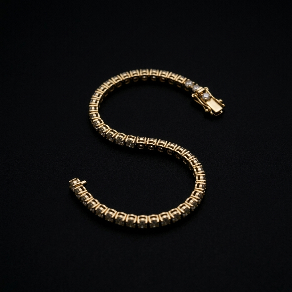 Silver Round Cut Sparkling Crystal Tennis Bracelet