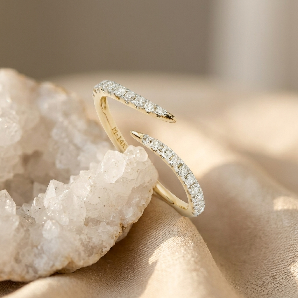 Gold Dainty Open Claw Triple Row Ring