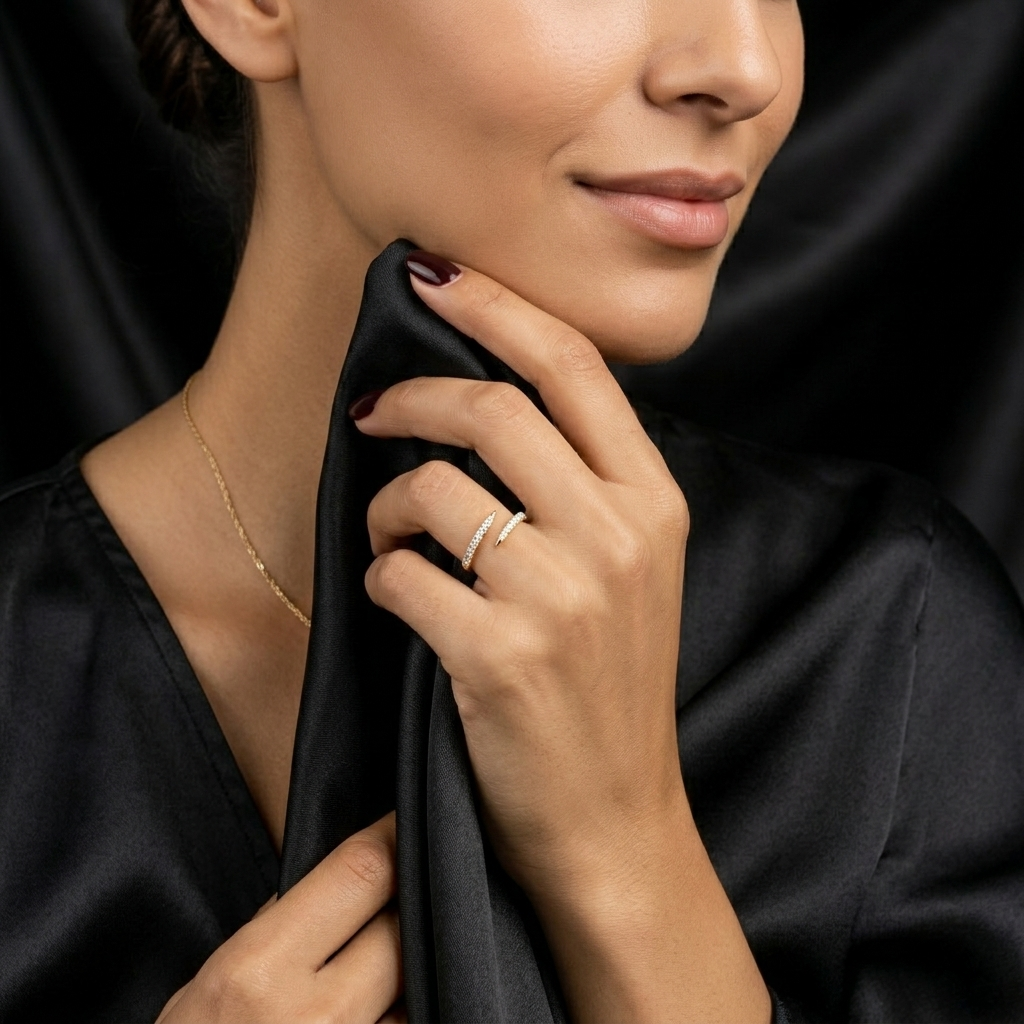 Gold Dainty Open Claw Triple Row Ring
