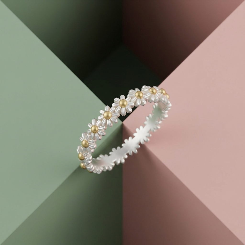 Sunflower Spinning Fidget Crystal Statement Ring