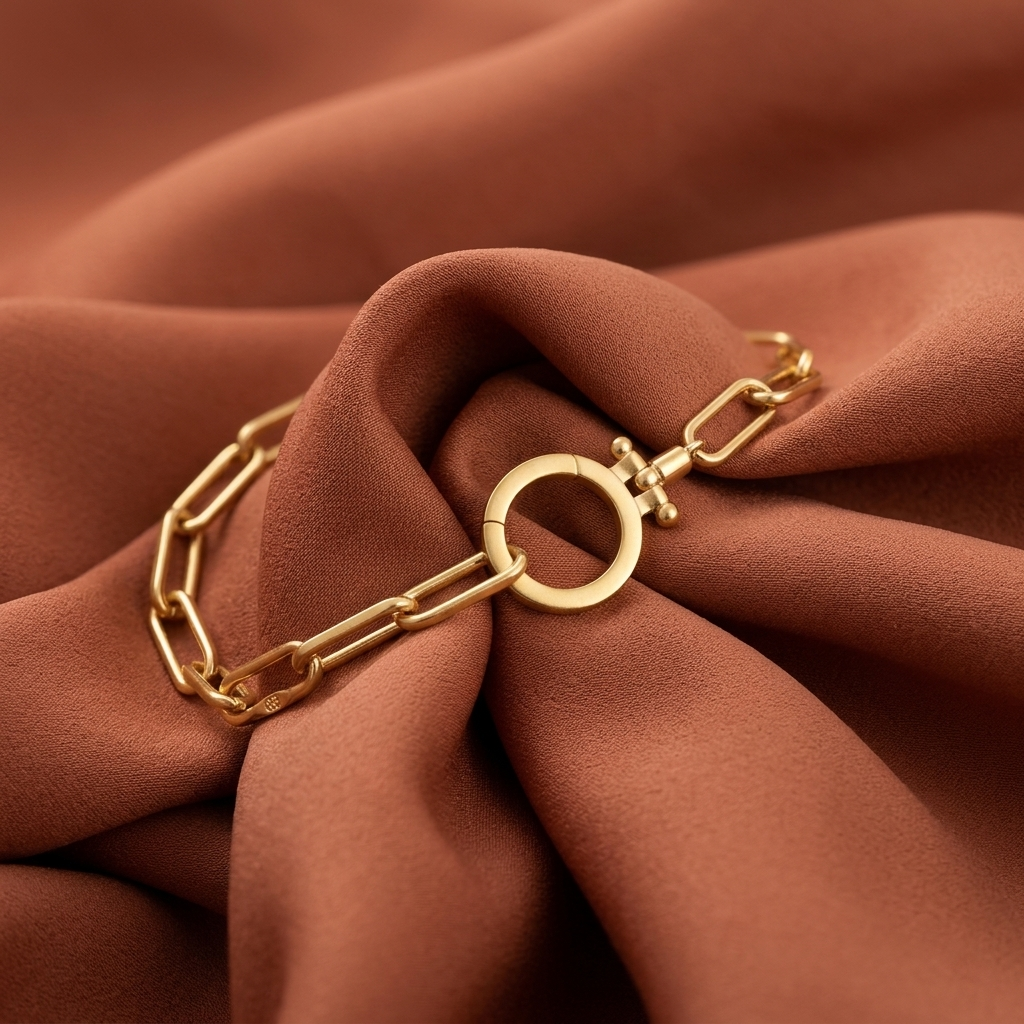 Gold Polished Paperclip Link Minimalist Chain Bracelet
