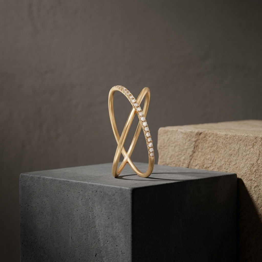 Gold Pave Crystal Dome Sparkle Statement Ring