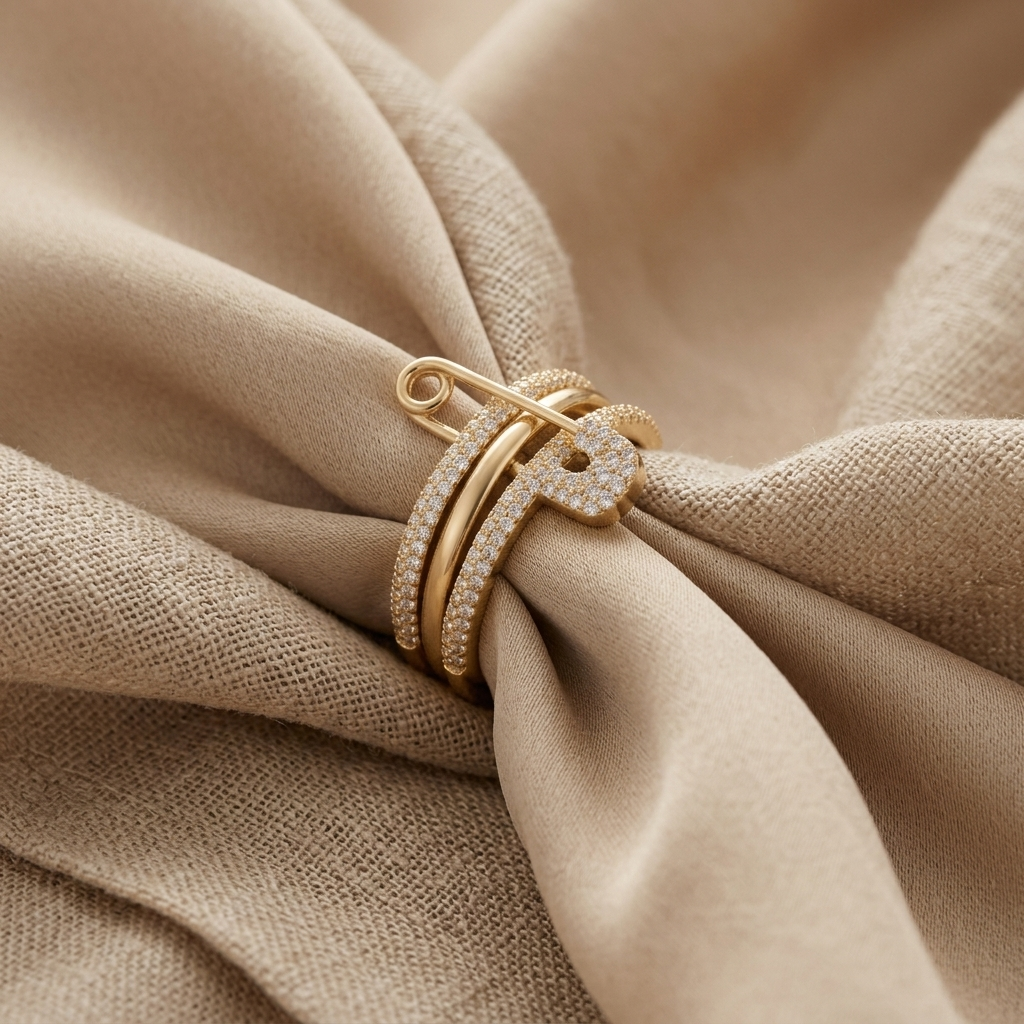Gold Polished Paperclip Link Statement Wrap Ring