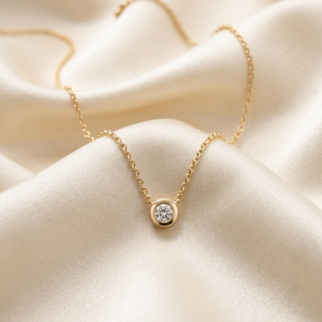 Round Micro Pave Iced Circle Pendant Necklace