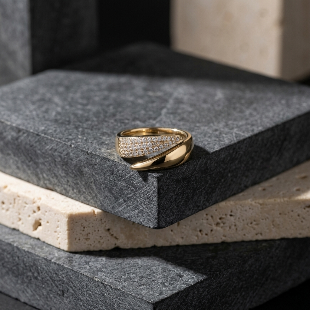 Gold Triple Row Open Claw Statement Ring