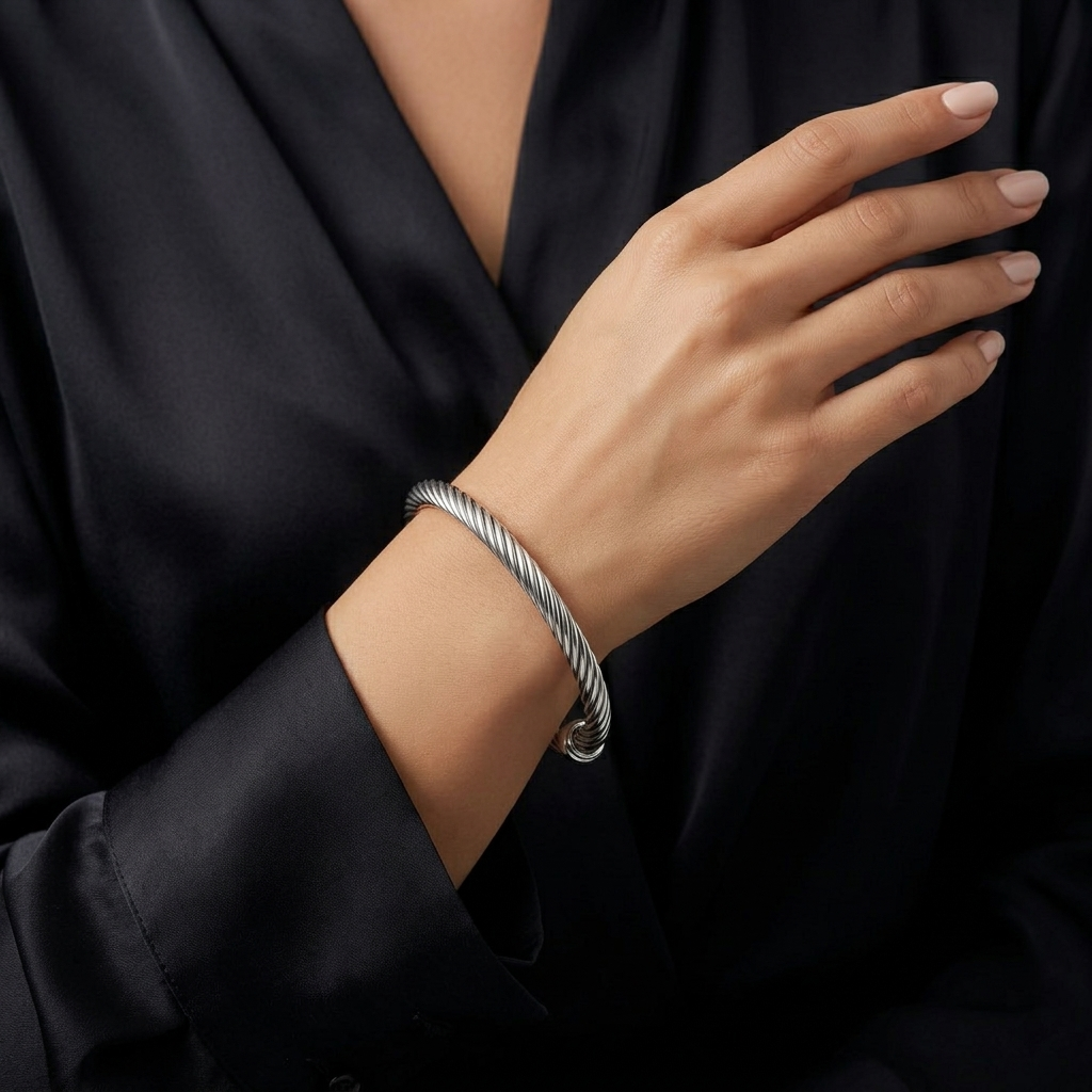 Gold High Polish Open Cuff Statement Bangle
