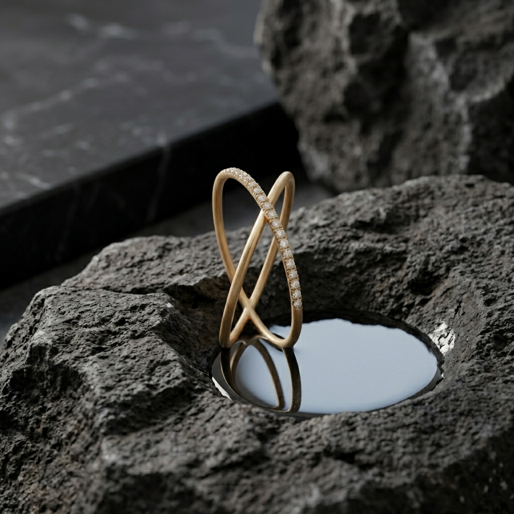 Gold Pave Crystal Dome Sparkle Statement Ring