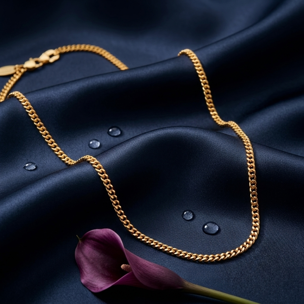 Gold Bold High Polish Curb Link Necklace
