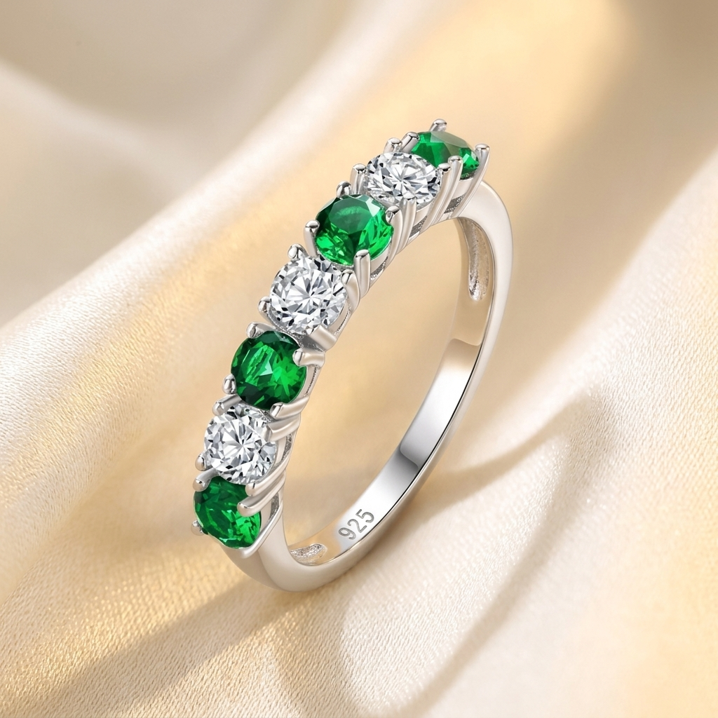Silver Birthstone Crystal Statement Ring