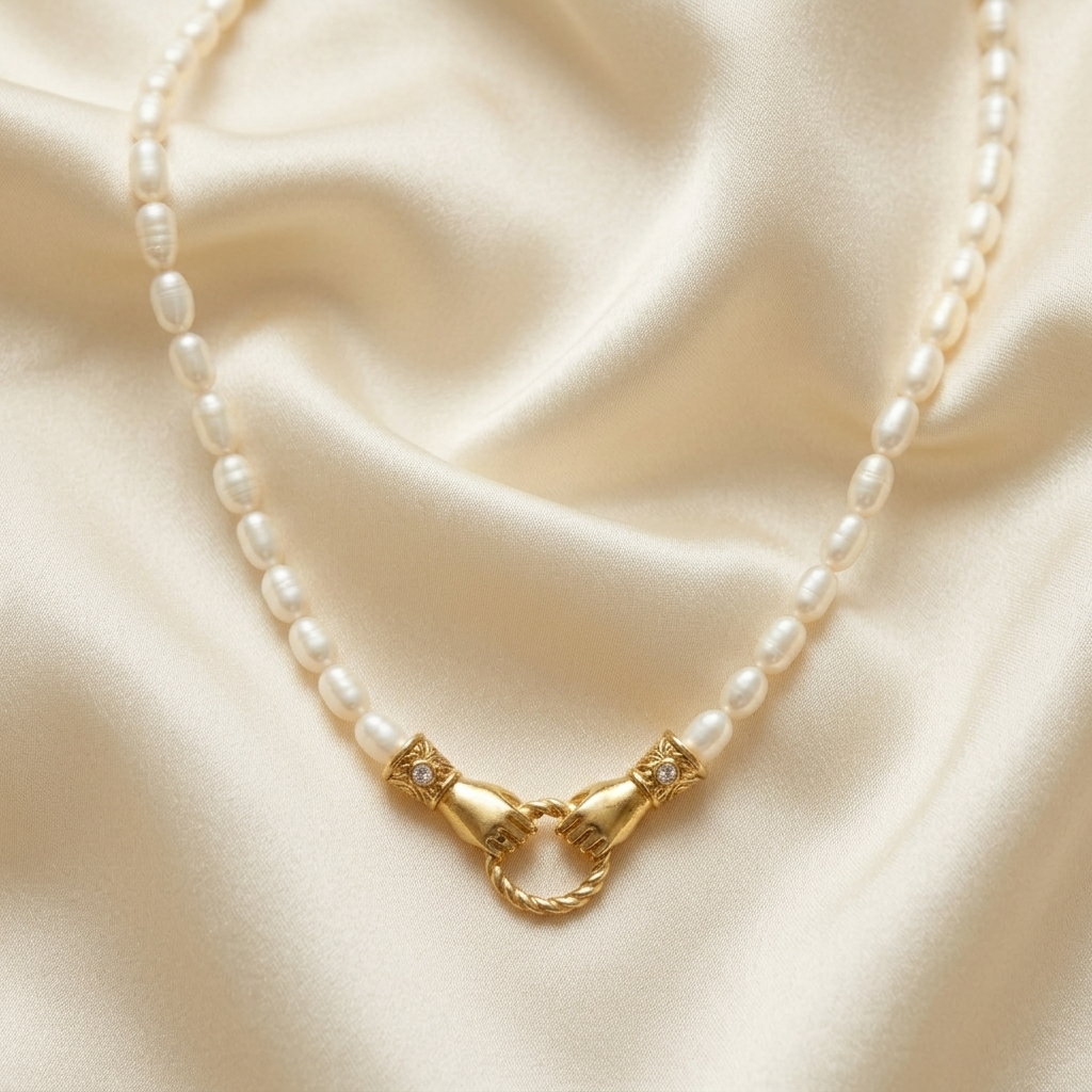 Gold Dainty Mother of Pearl Solitaire Necklace