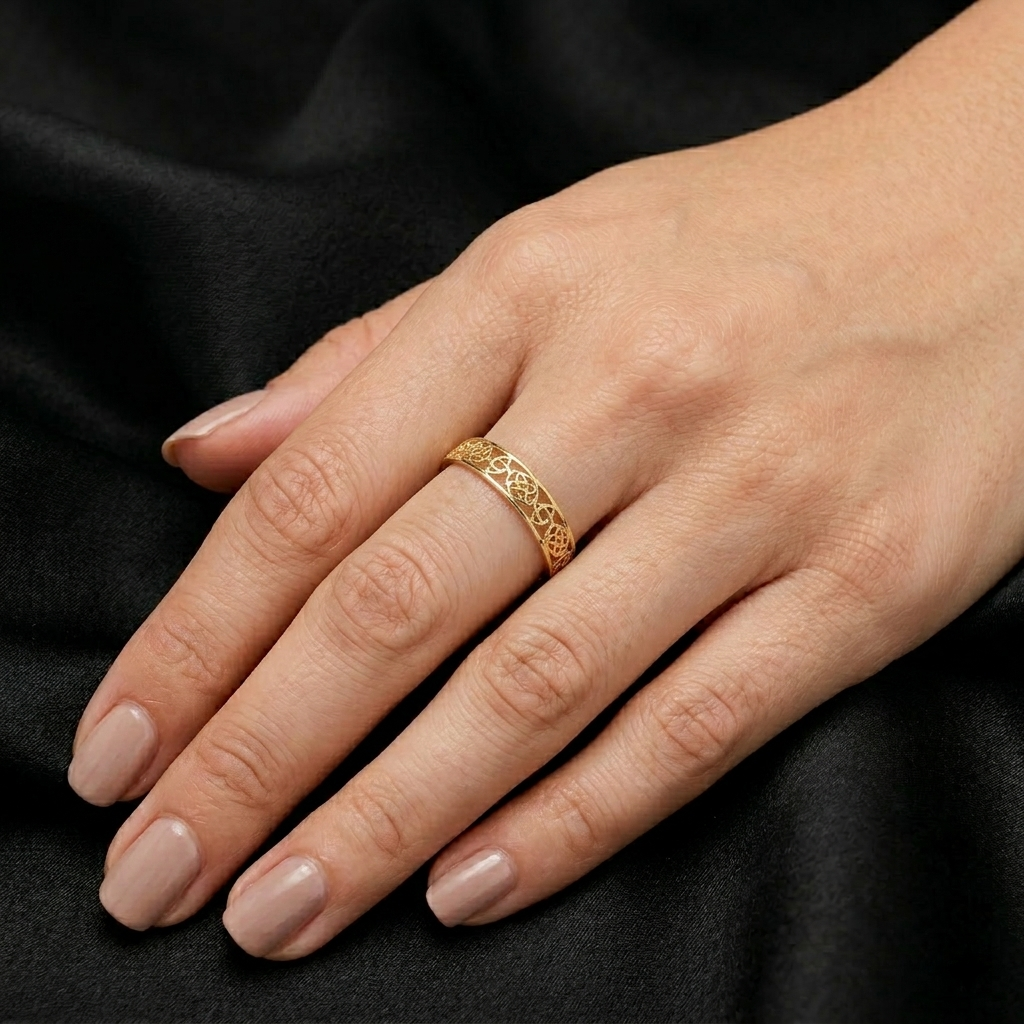 Gold Wide Polished Flat Band Statement Ring