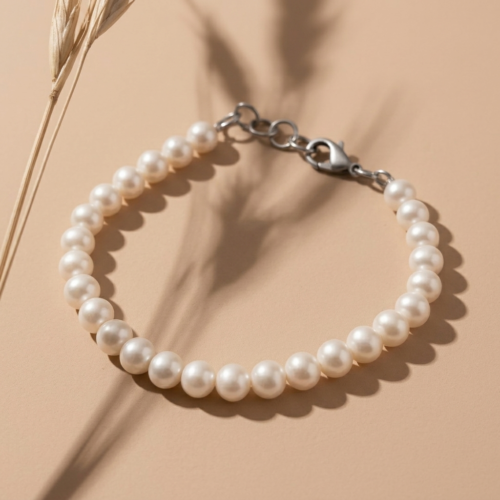 Gold Statement Mixed Link Oversized Pearl Bracelet