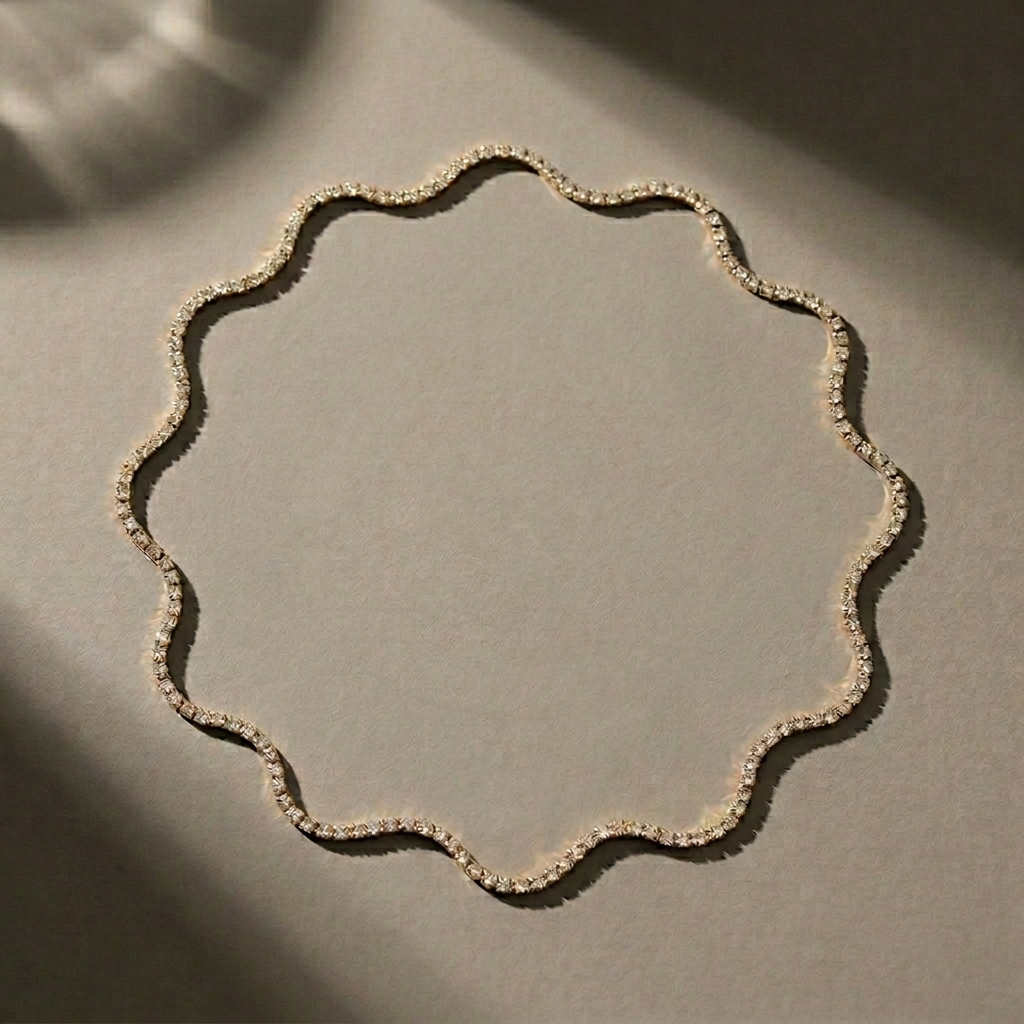 Gold Wave Link Layering Necklace Set
