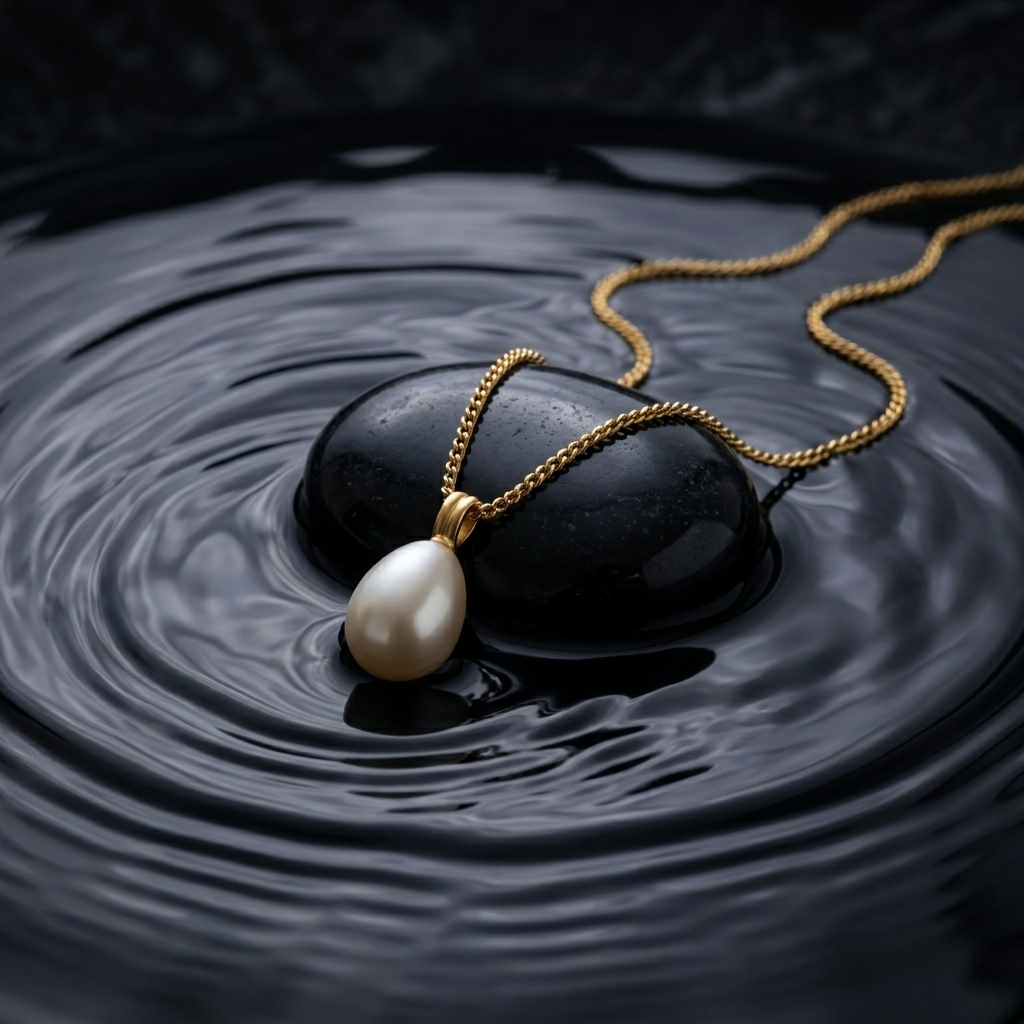 Gold Twisted Rope Chain Mother of Pearl Necklace