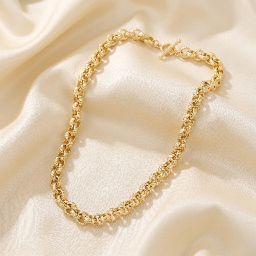 Classic Gold Geometric Rolo Chain Layering Necklace