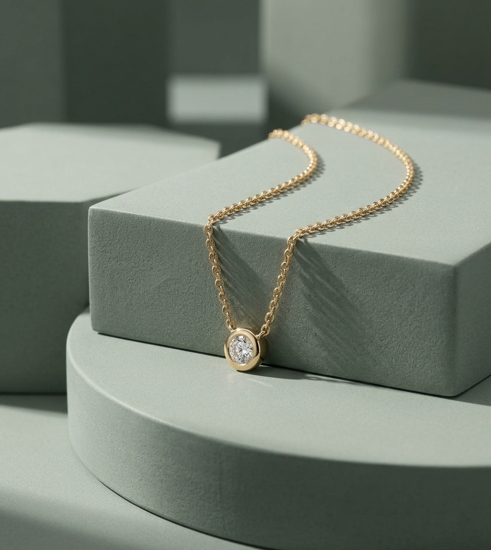 Round Micro Pave Iced Circle Pendant Necklace