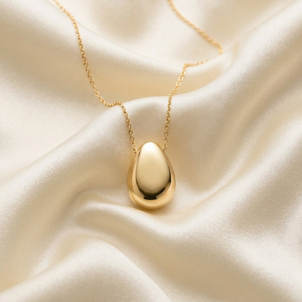 Silver Teardrop Sparkle Statement Drop Pendant Necklace