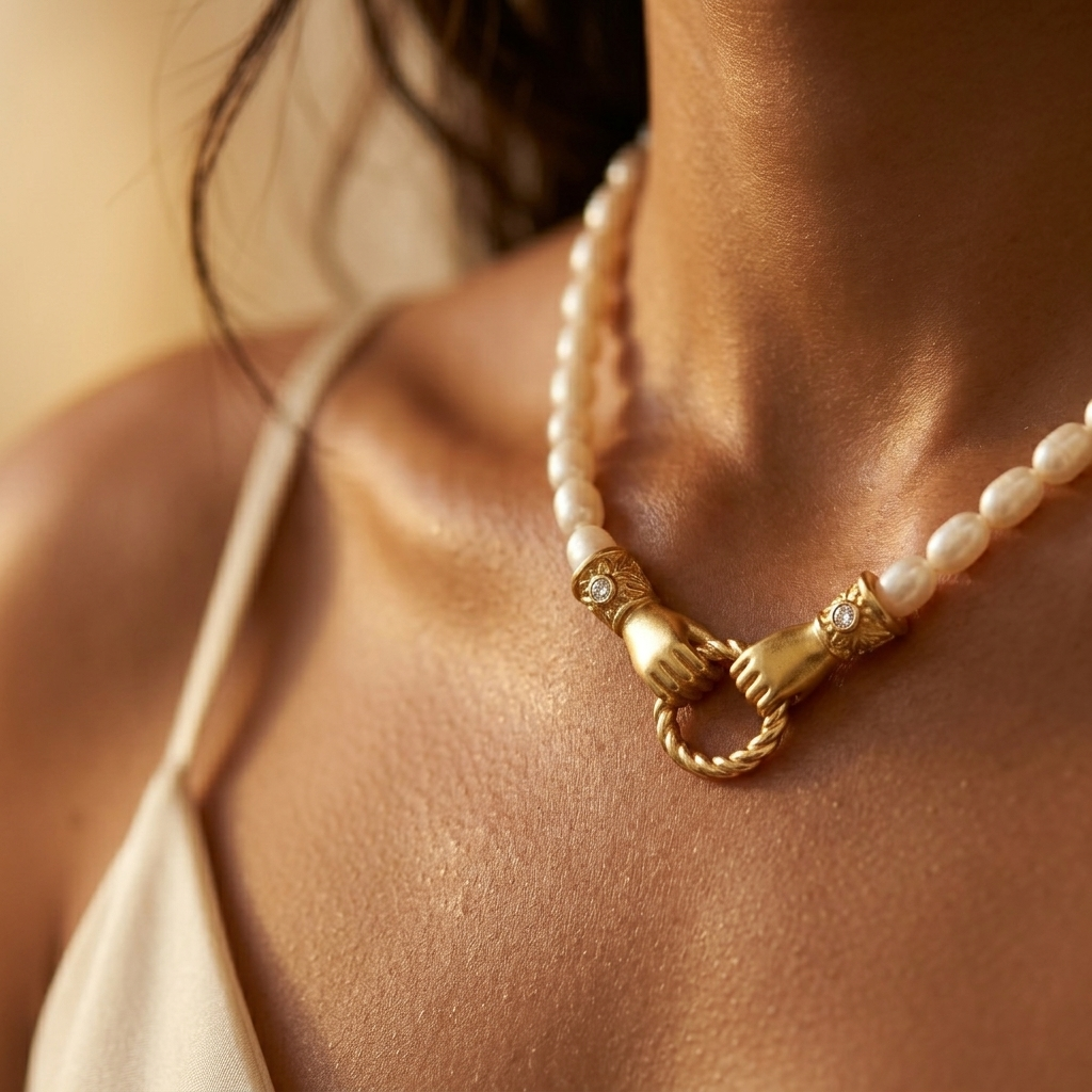 Gold Dainty Mother of Pearl Solitaire Necklace