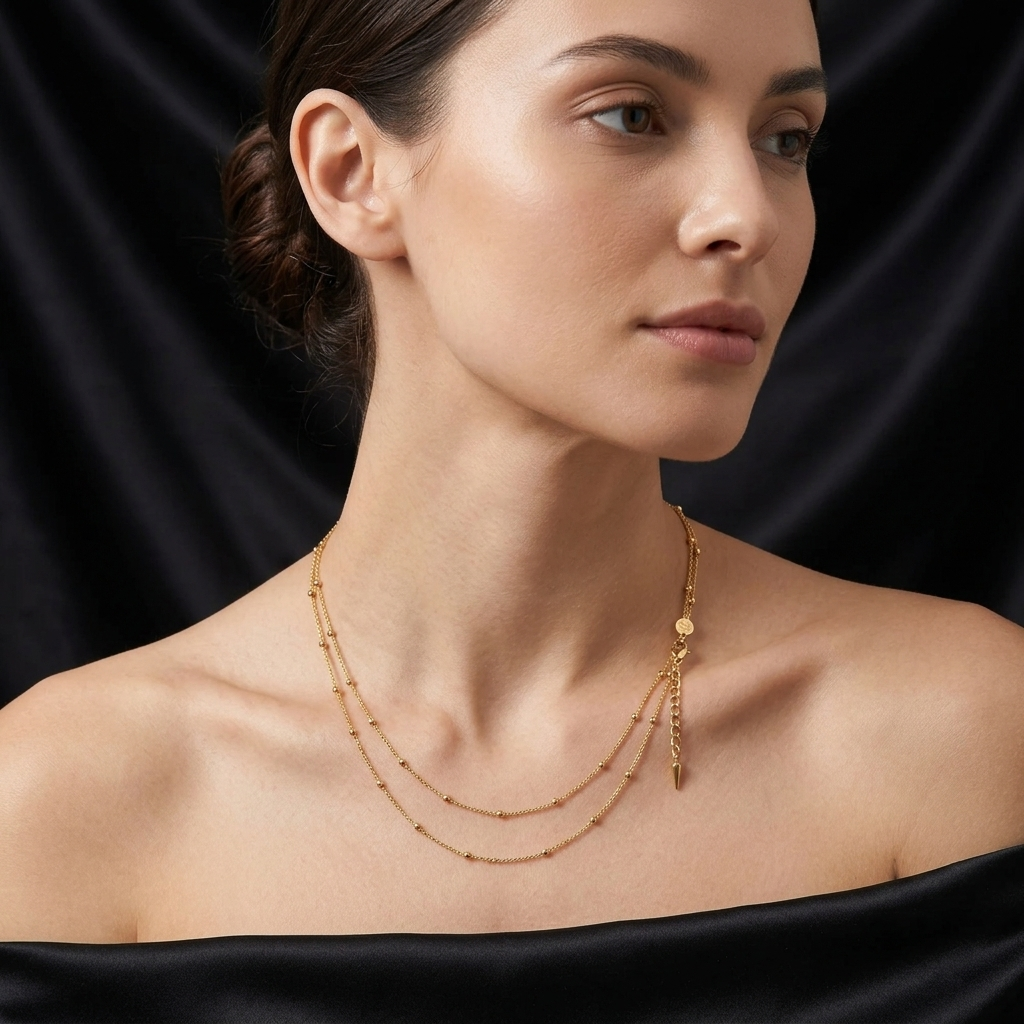 Double Layer Mixed Link Chain Necklace