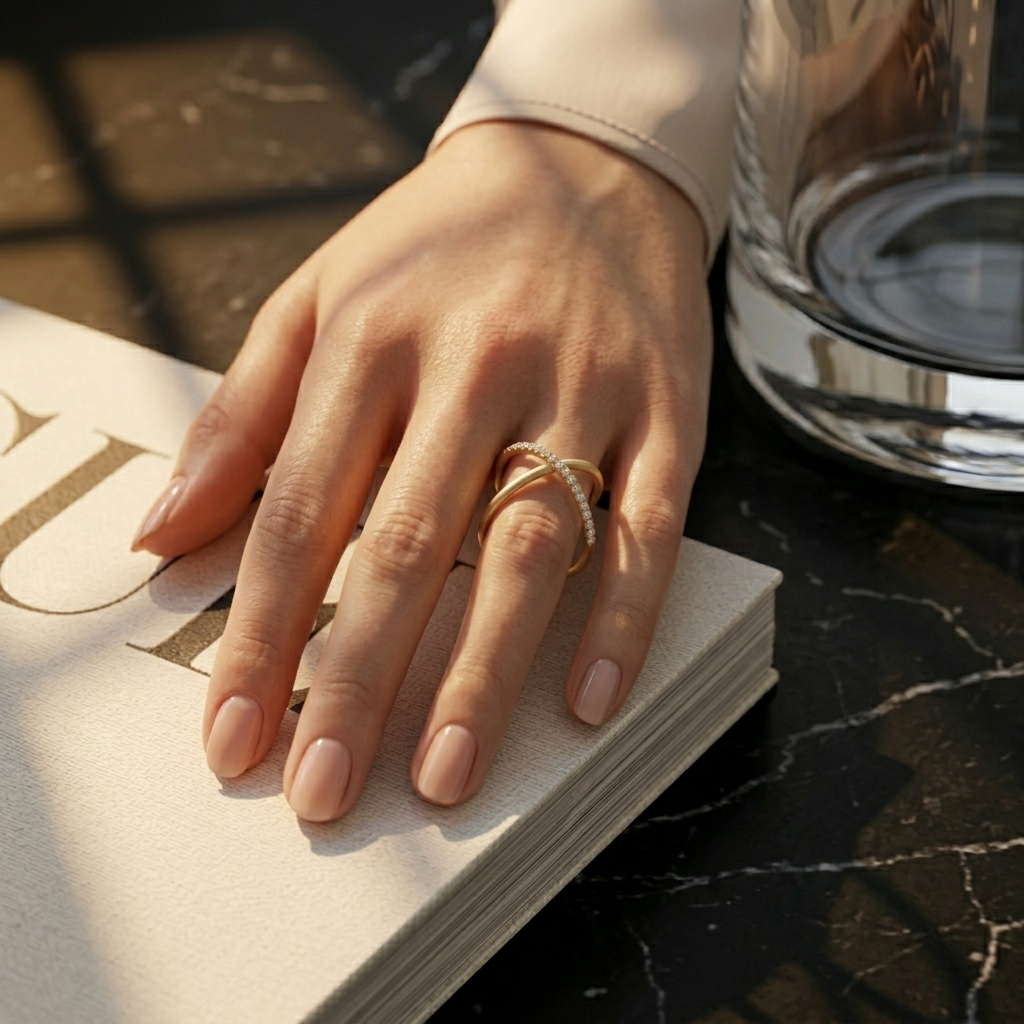 Gold Pave Crystal Dome Sparkle Statement Ring