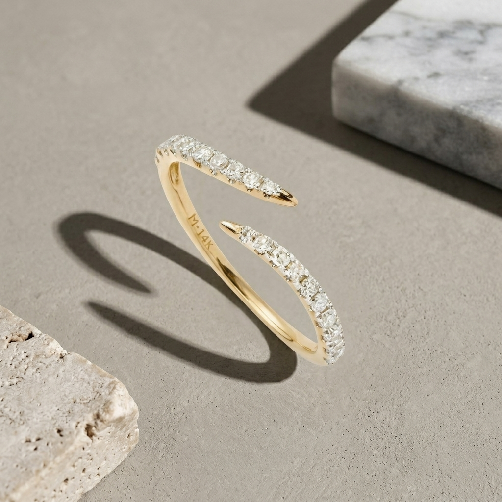 Gold Dainty Open Claw Triple Row Ring