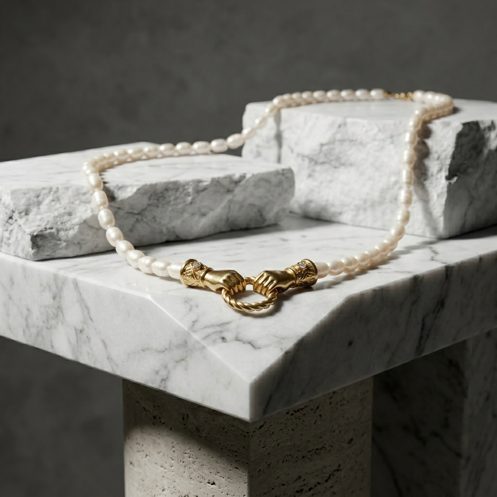 Gold Dainty Mother of Pearl Solitaire Necklace