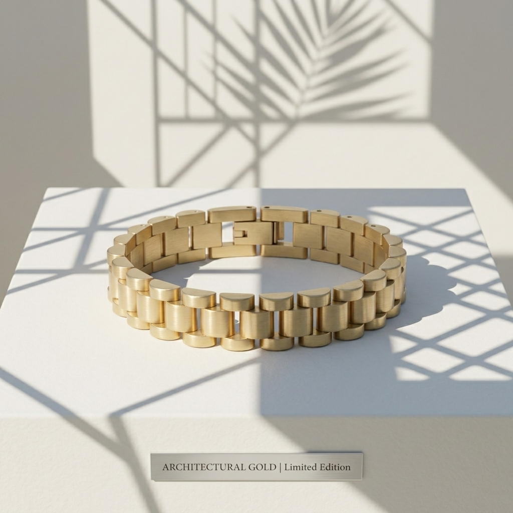 Gold Polished Luxury Watch Strap Link Bracelet