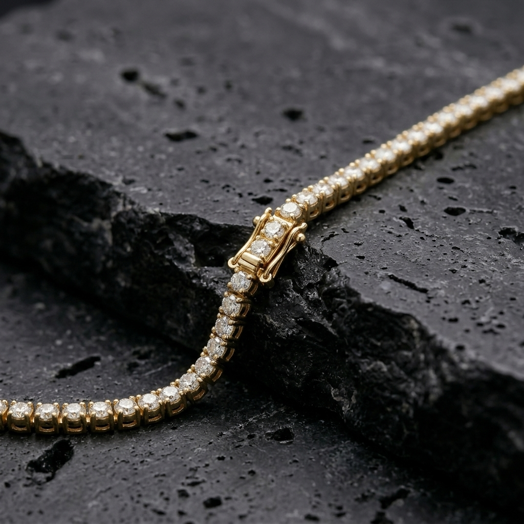 Silver Round Cut Sparkling Crystal Tennis Bracelet