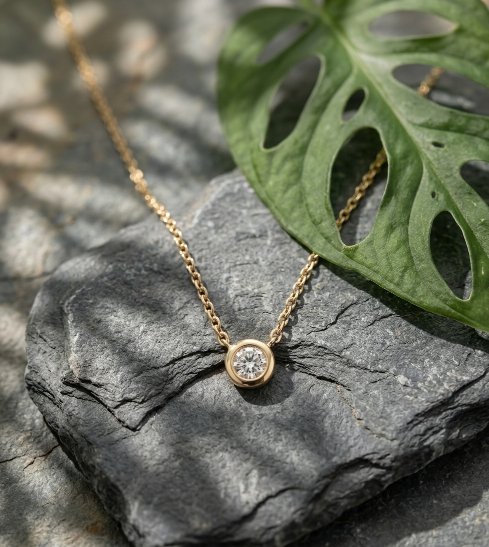 Round Micro Pave Iced Circle Pendant Necklace