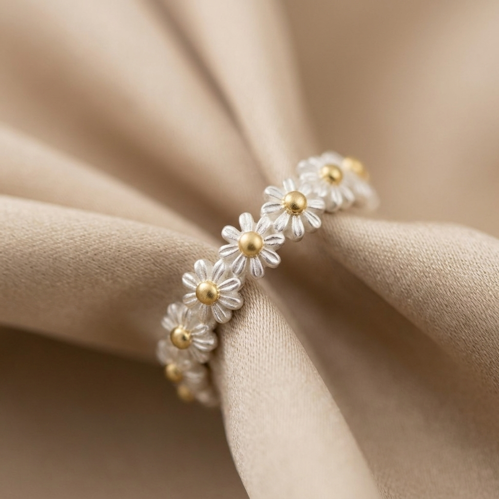 Sunflower Spinning Fidget Crystal Statement Ring
