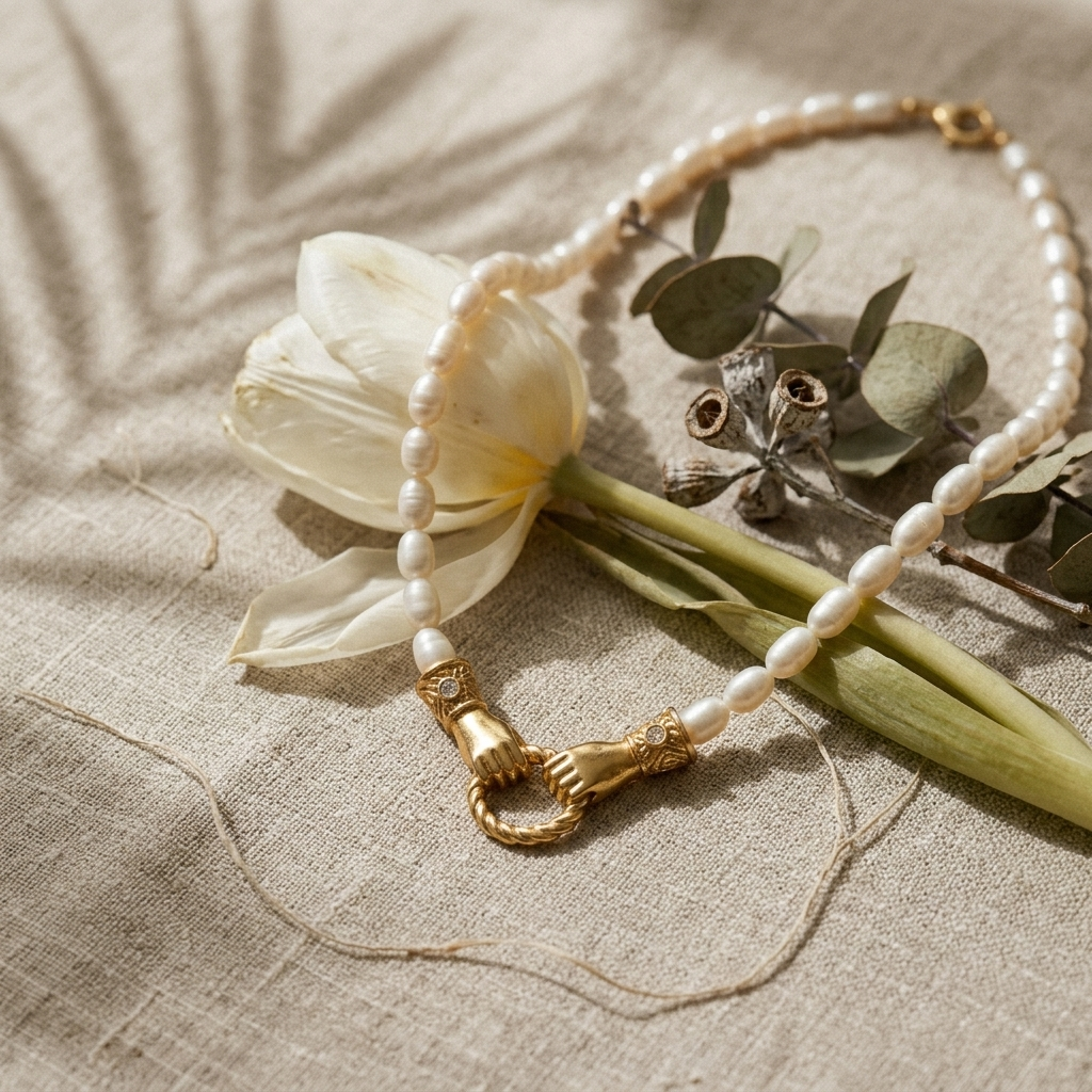 Gold Dainty Mother of Pearl Solitaire Necklace