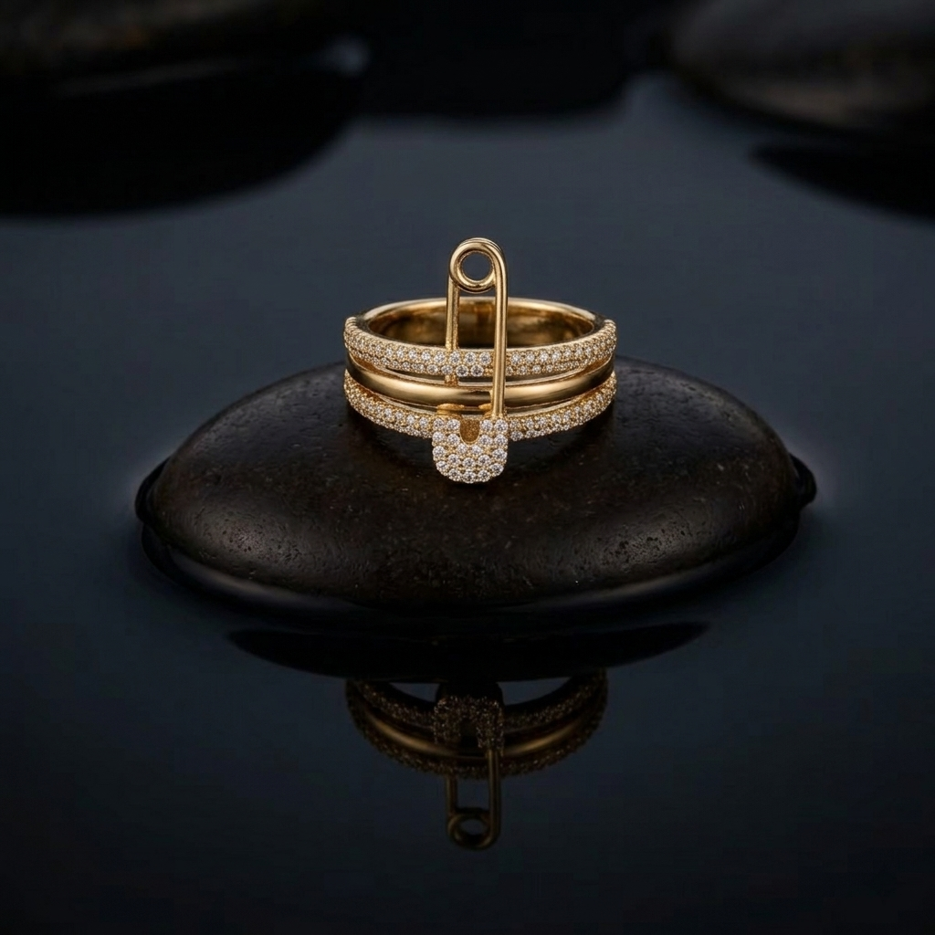 Gold Polished Paperclip Link Statement Wrap Ring